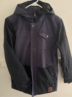 Kids Two-Tone Navy and Black Hooded Winter Coat